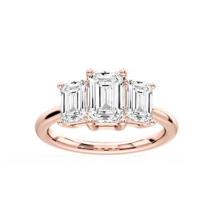 Lola Emerald Lab Grown Diamond Three Stone Engagement Ring
