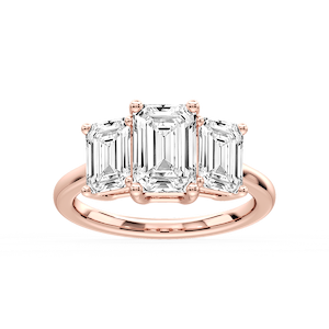 Lola Emerald Lab Grown Diamond Three Stone Engagement Ring