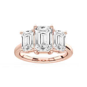 Lola Emerald Lab Grown Diamond Three Stone Engagement Ring
