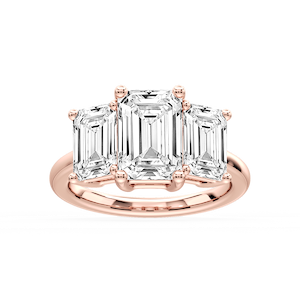 Lola Emerald Lab Grown Diamond Three Stone Engagement Ring