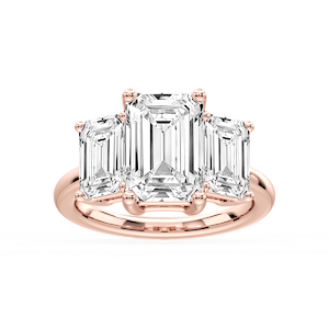 Lola Emerald Lab Grown Diamond Three Stone Engagement Ring