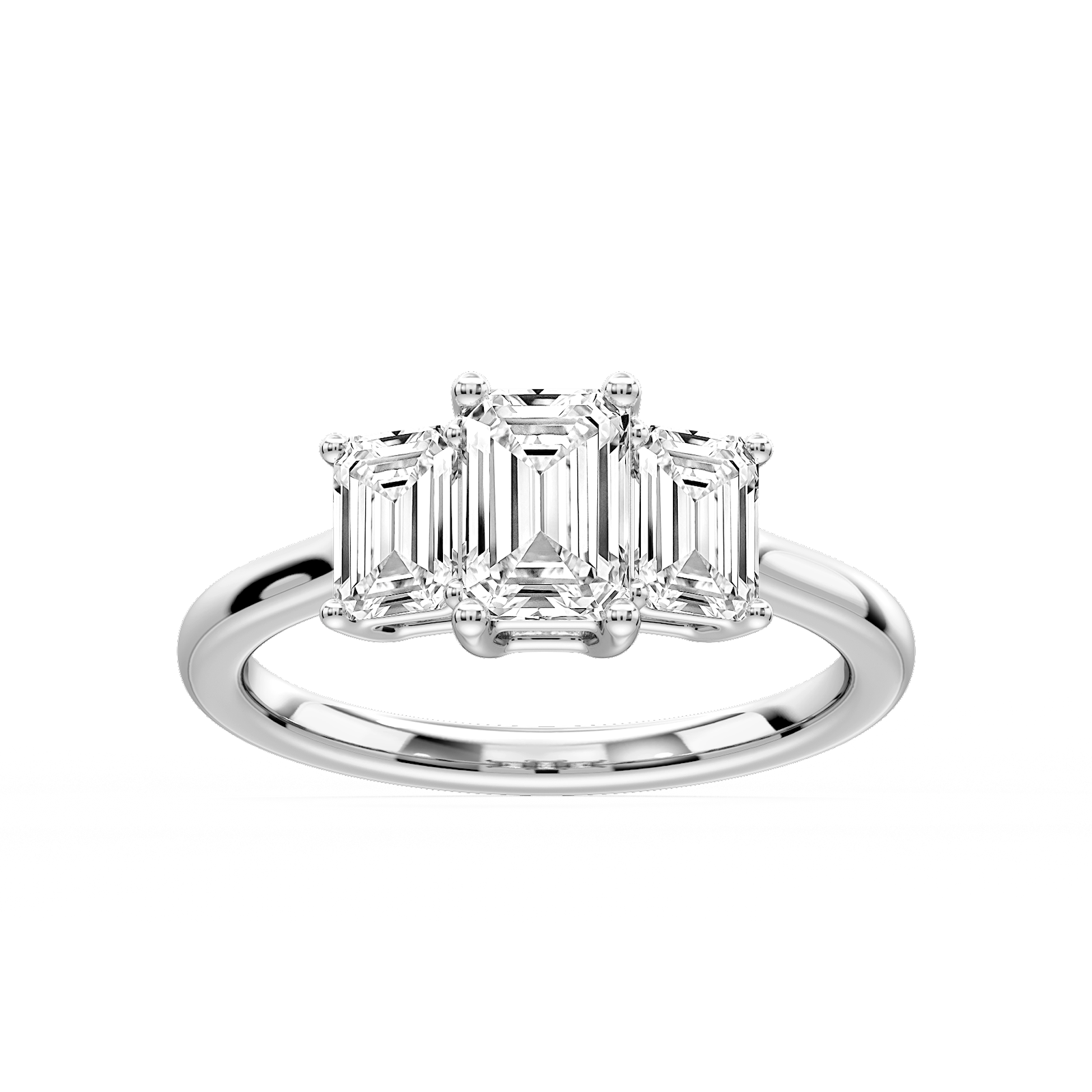 Lola Emerald Lab Grown Diamond Three Stone Engagement Ring