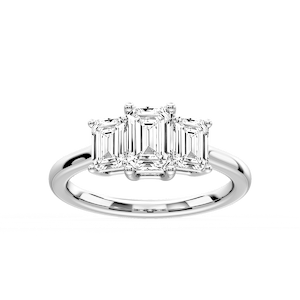 Lola Emerald Lab Grown Diamond Three Stone Engagement Ring