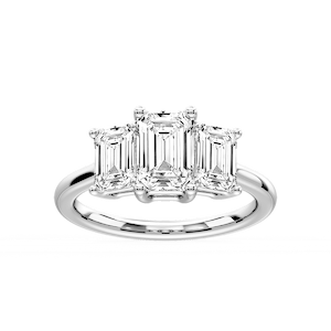 Lola Emerald Lab Grown Diamond Three Stone Engagement Ring