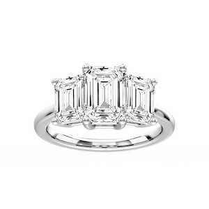 Lola Emerald Lab Grown Diamond Three Stone Engagement Ring