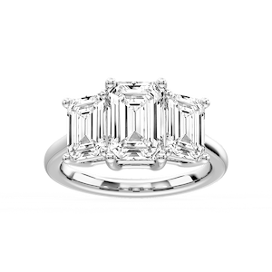 Lola Emerald Lab Grown Diamond Three Stone Engagement Ring