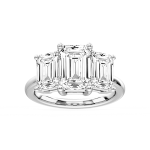 Lola Emerald Lab Grown Diamond Three Stone Engagement Ring