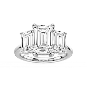 Lola Emerald Lab Grown Diamond Three Stone Engagement Ring