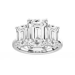 Lola Emerald Lab Grown Diamond Three Stone Engagement Ring