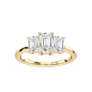 Lola Emerald Lab Grown Diamond Three Stone Engagement Ring