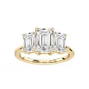 Lola Emerald Lab Grown Diamond Three Stone Engagement Ring