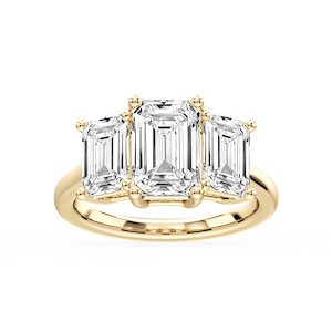 Lola Emerald Lab Grown Diamond Three Stone Engagement Ring