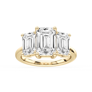 Lola Emerald Lab Grown Diamond Three Stone Engagement Ring
