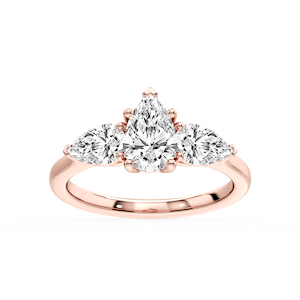 Lola Pear Lab Grown Diamond Three Stone Engagement Ring