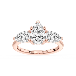 Lola Pear Lab Grown Diamond Three Stone Engagement Ring