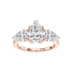 Lola Pear Lab Grown Diamond Three Stone Engagement Ring