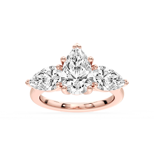 Lola Pear Lab Grown Diamond Three Stone Engagement Ring