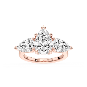 Lola Pear Lab Grown Diamond Three Stone Engagement Ring