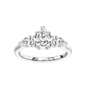 Lola Pear Lab Grown Diamond Three Stone Engagement Ring