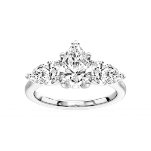Lola Pear Lab Grown Diamond Three Stone Engagement Ring