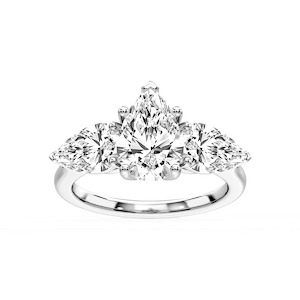 Lola Pear Lab Grown Diamond Three Stone Engagement Ring