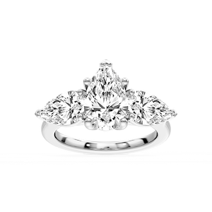 Lola Pear Lab Grown Diamond Three Stone Engagement Ring