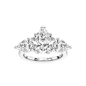 Lola Pear Lab Grown Diamond Three Stone Engagement Ring