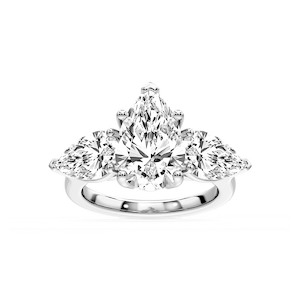 Lola Pear Lab Grown Diamond Three Stone Engagement Ring