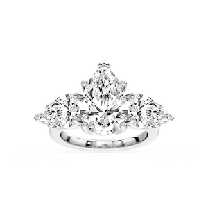 Lola Pear Lab Grown Diamond Three Stone Engagement Ring