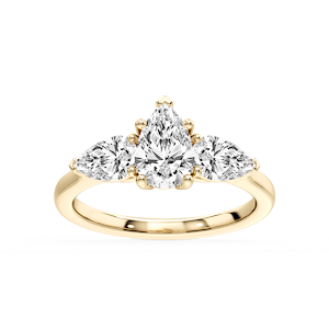 Lola Pear Lab Grown Diamond Three Stone Engagement Ring
