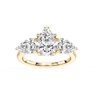 Lola Pear Lab Grown Diamond Three Stone Engagement Ring