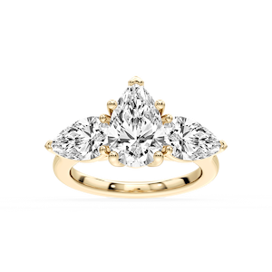 Lola Pear Lab Grown Diamond Three Stone Engagement Ring