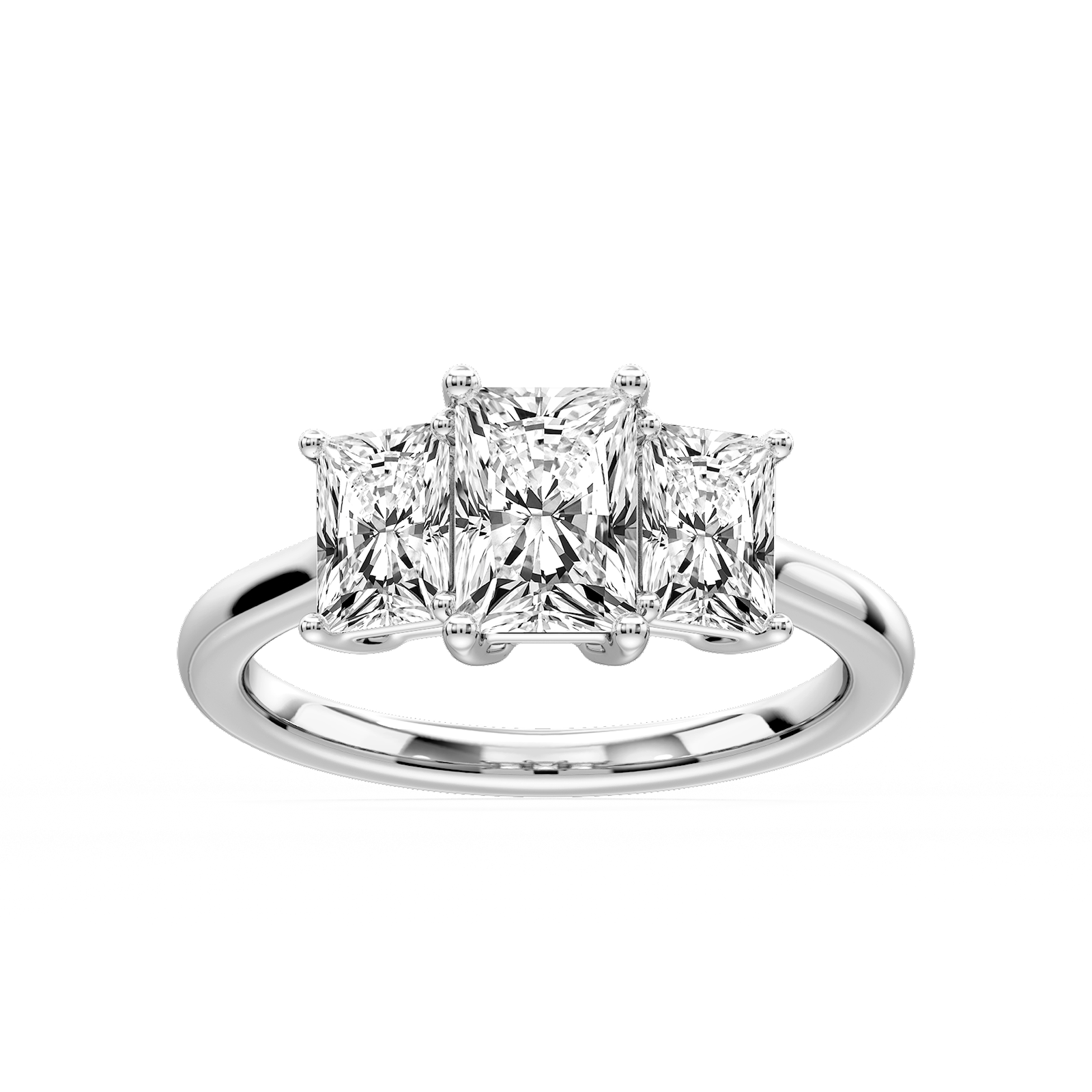 Lola Radiant Lab Grown Diamond Three Stone Engagement Ring