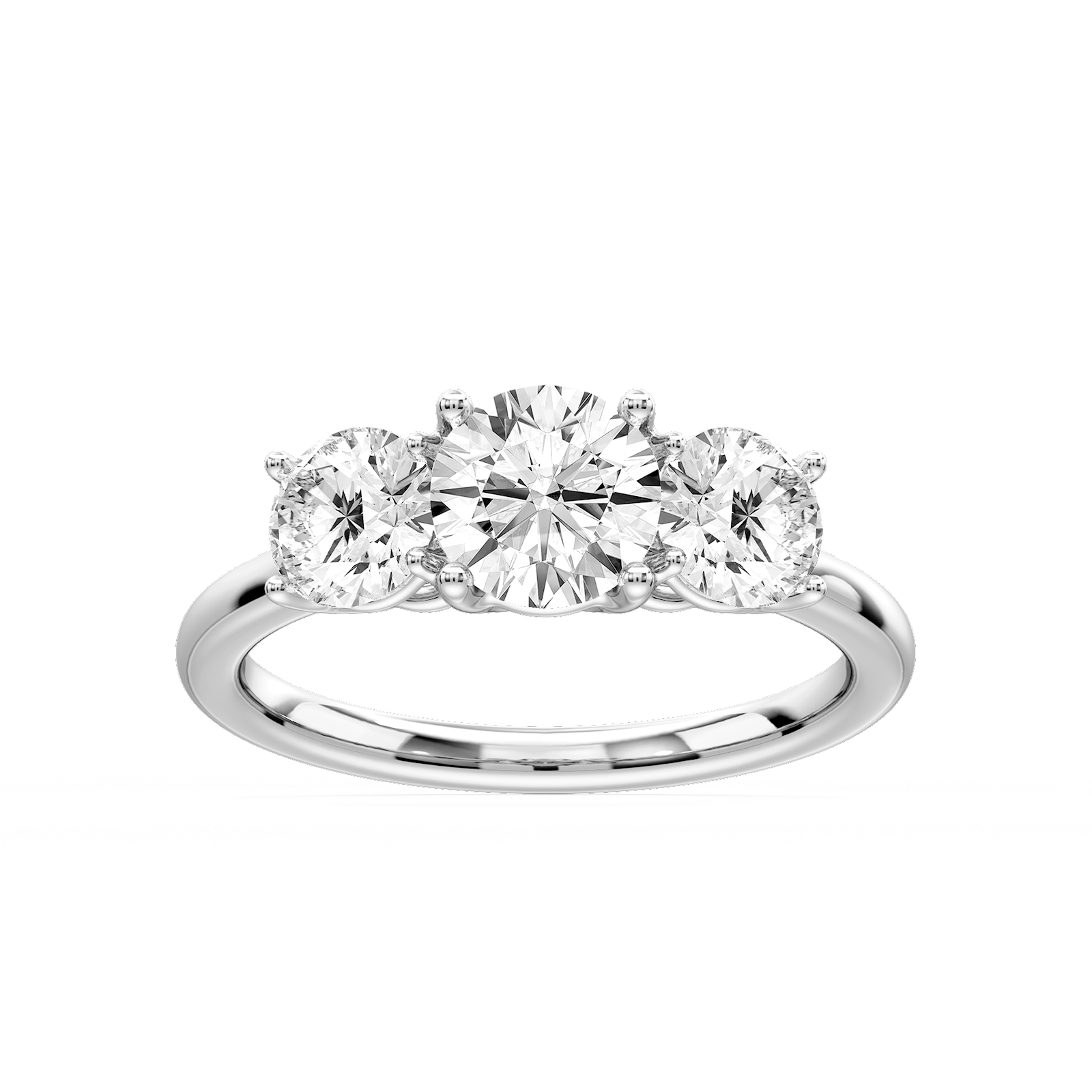 Lola Round Lab Grown Diamond Three Stone Engagement Ring