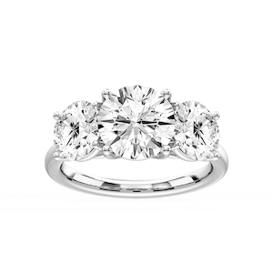 Lola Round Lab Grown Diamond Three Stone Engagement Ring