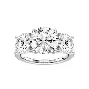Lola Round Lab Grown Diamond Three Stone Engagement Ring