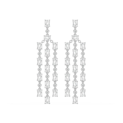 1/4 ctw Lab Grown Diamond Long Geometric Drop Earrings