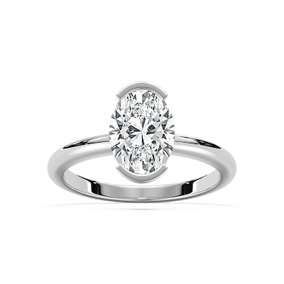 Louisa 2 ²⁄₃ ctw Oval Lab Grown Diamond Semi Bezel Solitaire Engagement Ring