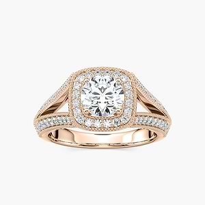 Catheryn Round Lab Grown Diamond Split Shank Halo Engagement Ring