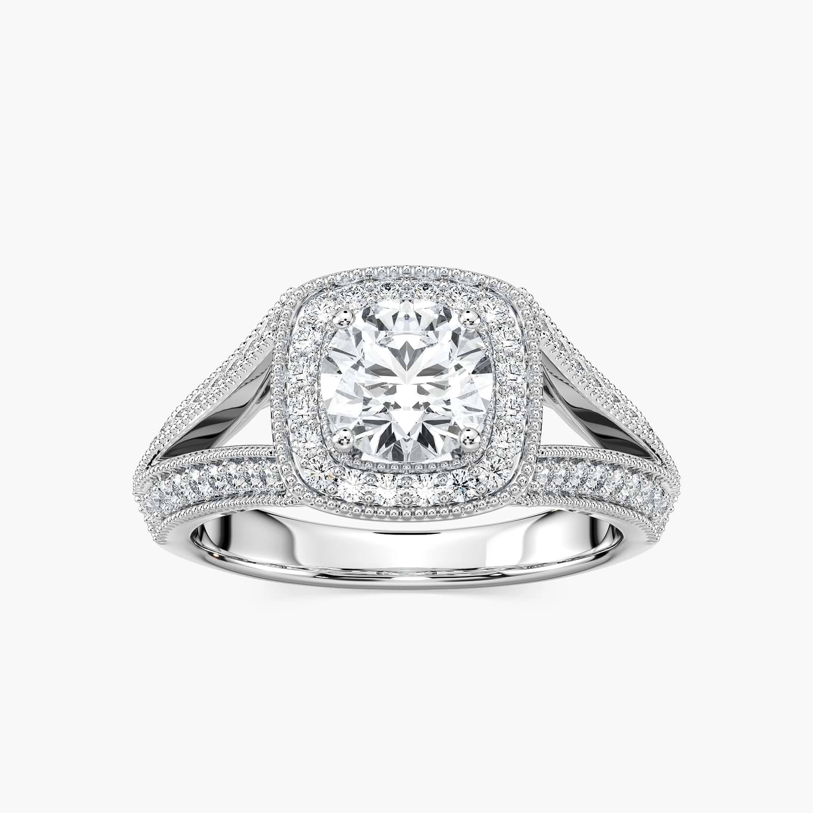 Catheryn Round Lab Grown Diamond Split Shank Halo Engagement Ring