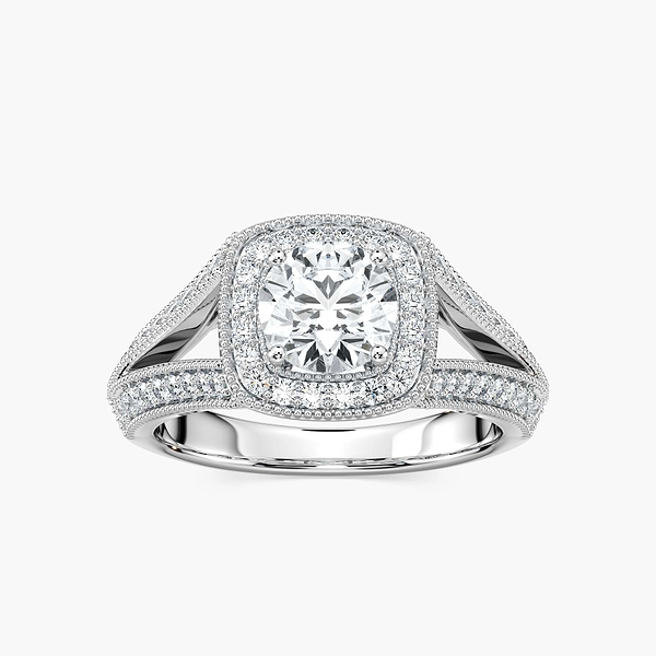 Catheryn Round Lab Grown Diamond Split Shank Halo Engagement Ring