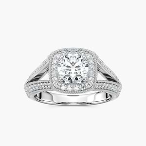 Catheryn Round Lab Grown Diamond Split Shank Halo Engagement Ring