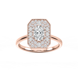 Lucia 1 ⅕ ctw Oval, Round, and Princess Lab Grown Diamond Multi Shape Halo Vintage Promise Ring