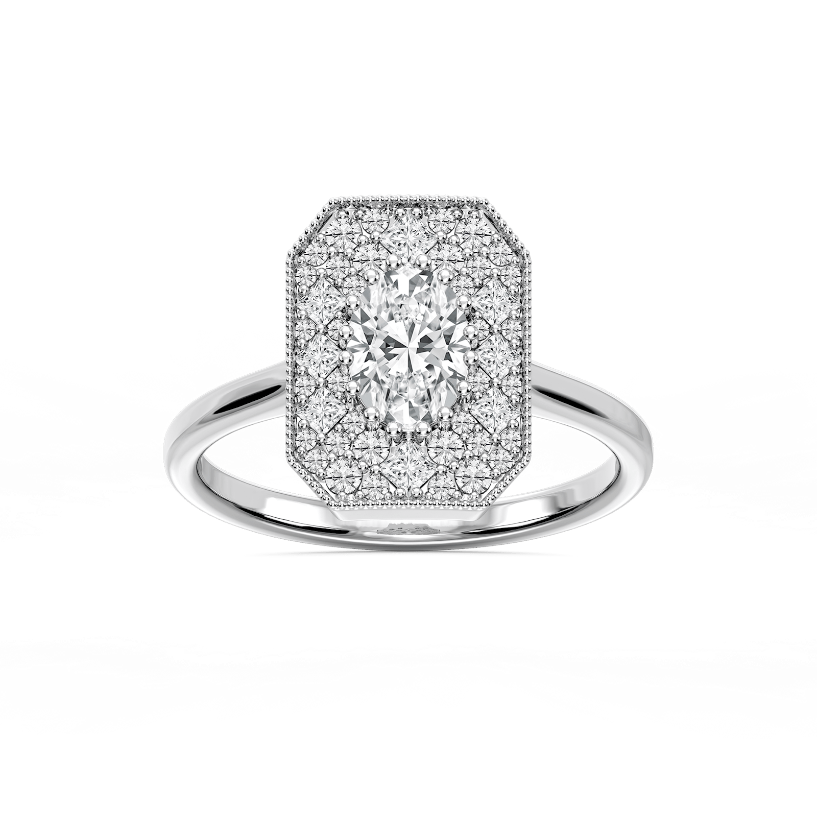 Lucia 1 ⅕ ctw Oval, Round, and Princess Lab Grown Diamond Multi Shape Halo Vintage Promise Ring