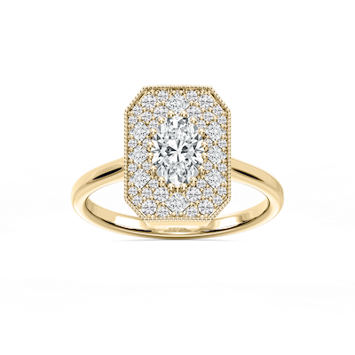 Lucia 1 ⅕ ctw Oval, Round, and Princess Lab Grown Diamond Multi Shape Halo Vintage Promise Ring