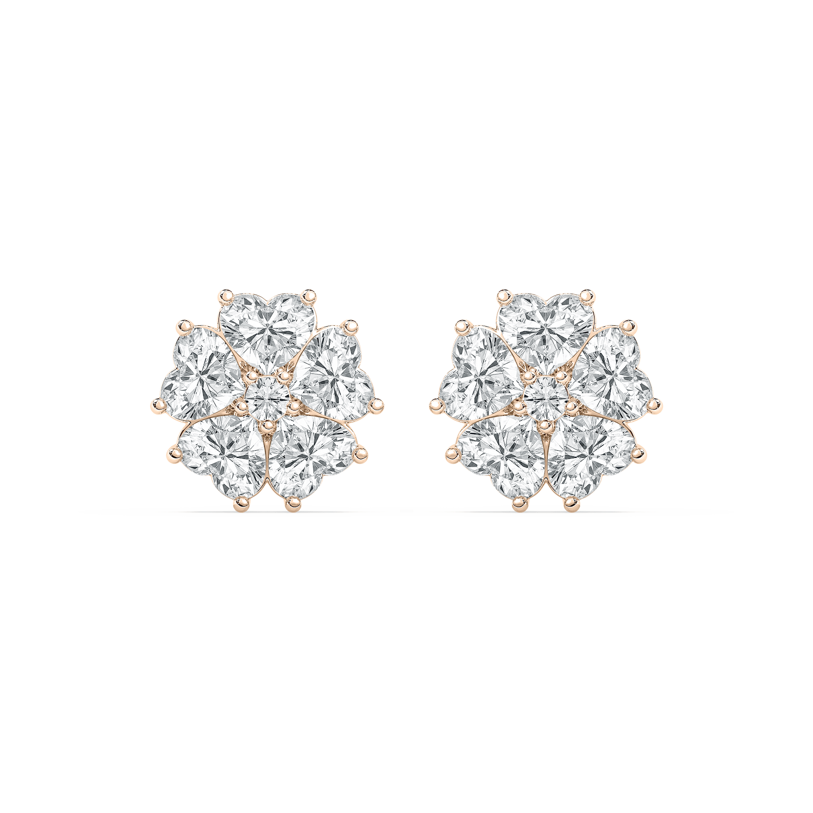 Lucky Heart Stud Earrings in 14K Rose Gold