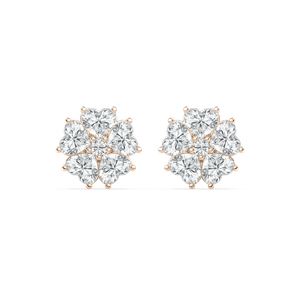 Lucky Heart Stud Earrings in 14K Rose Gold