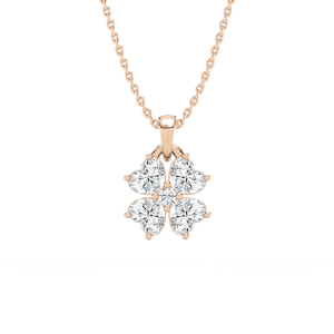 Lucky in Love Necklace with 1.00ct Round and Heart Cut Lab-Grown Diamonds in 14K Rose Gold