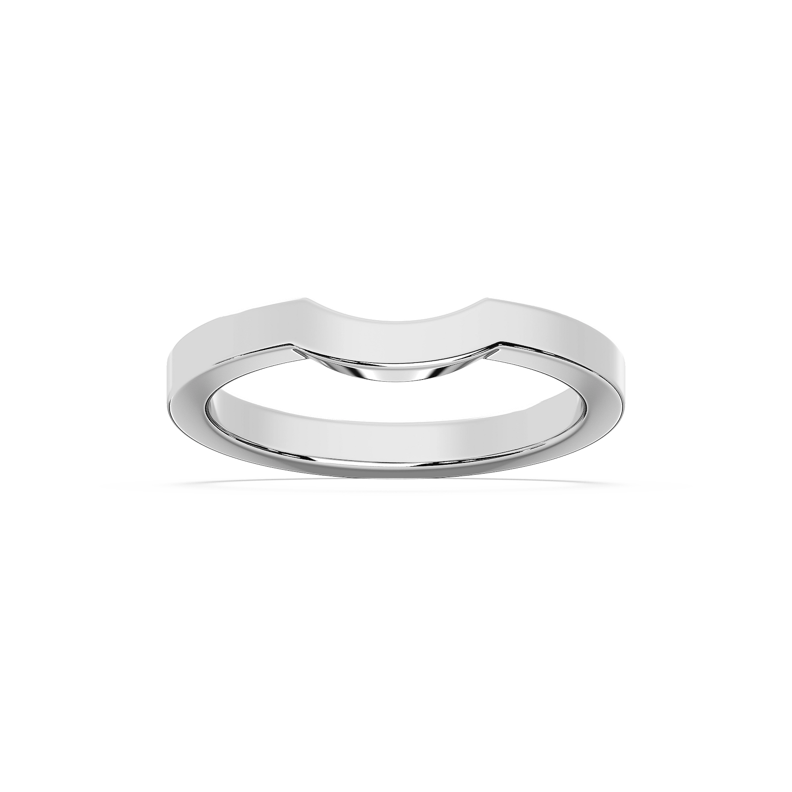 Lucy curved wedding band in recycled 14K white gold to fit the Lucy Engagement ring | Lucy curved wedding band recycled 14K white gold Lucy Engagement ring