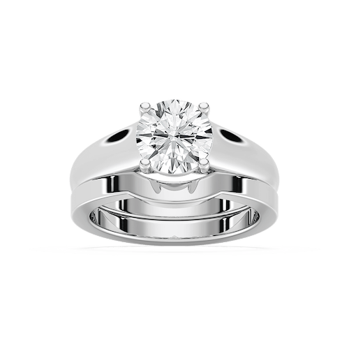 Lucy Lab Grown Diamond Wide Cathedral Solitaire Wedding Set